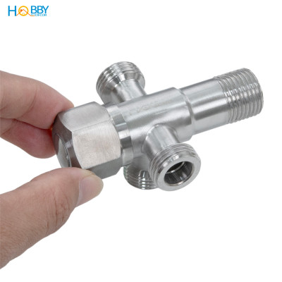 Van chia nước 3 nhánh ren ngoài 21 inox 304 Hobby home decor DNV4