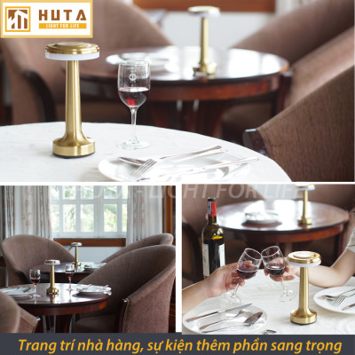 Đèn Led Để Bàn Quầy Bar Nhà Hàng HUTA RESDIA1 Cảm Ứng Tích Điện, Điều Chỉnh Ánh Sáng Vàng, Trang Trí Quán Bar, Nhà Hàng, Quán Cà Phê