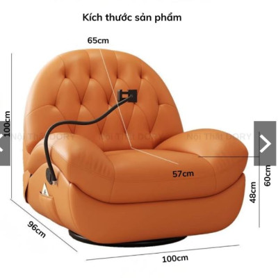 Ghế sofa cao cấp cao cấp dùng decor cho phòng khách, phòng ngủ, thư giãn ngã 170 độ, xoay 360 độ Juno Sofa 
