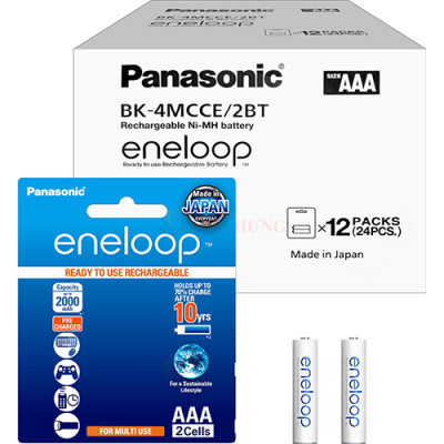 Hộp Pin sạc Panasonic Eneloop AAA 800mAh BK-4MCCE/2BT (24 viên) - Hàng chính hãng