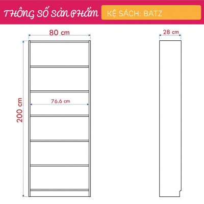 Kệ đựng sách bằng gỗ đa năng, tiện lợi SMLIFE Batz