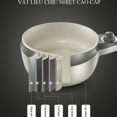 Nồi điện đa năng phủ chống dính cao cấp - Nồi lẩu điện gia đình Bcook 1.8L - Hàng nhập khẩu