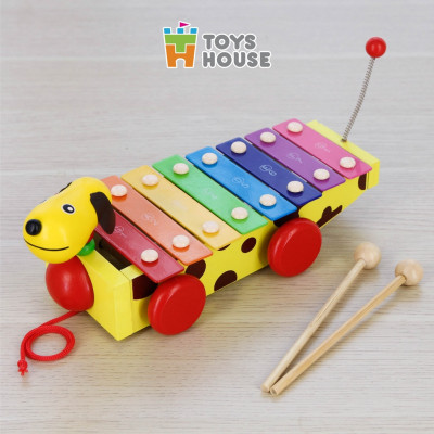 Đàn xylophone 8 phím kết hợp xe kéo hình cún tăng khả năng cảm thụ âm nhạc của trẻ Toyshouse 1152