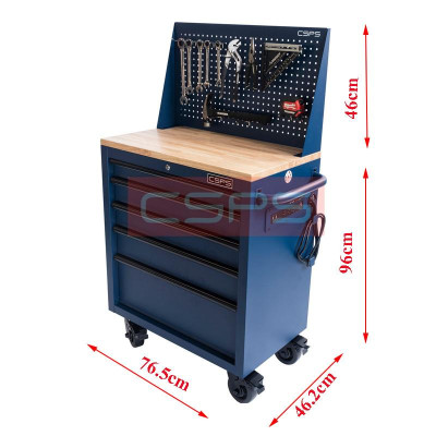 Tủ dụng cụ CSPS 76cm - 05 hộc kéo không nâng hạ màu xanh kèm vách lưới