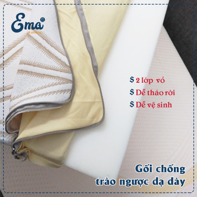 Gối chống trào ngược dạ dày thực quản người lớn Ema giúp giảm trào ngược dạ dày, viêm họng mãn tính, nuốt vướng, nghẹn cổ, khó thở khi ngủ, ngáy ngủ