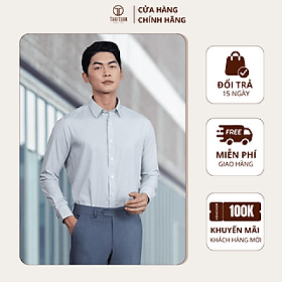 Áo sơ mi xanh rêu sọc trắng tay dài | Lịch lãm, nam tính, lịch sự - Thời trang Công Sở/Dạo phố