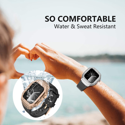 Ốp Case tích hợp dây đeo Vỏ Kim Loại bảo vệ cho Apple Watch Series 4/5/6/SE/7/8/9/SE2 Size 44mm/45mm - Hàng Nhập Khẩu