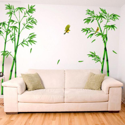 Decal dán tường kết hợp Bụi Tre và  Sen AM9104+0779C