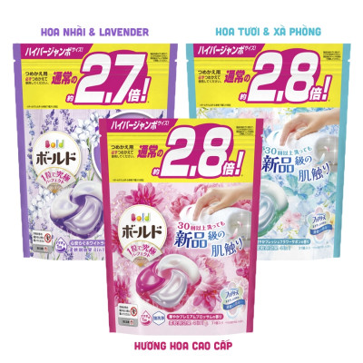 Viên giặt xả Bold Gel Ball 3D hương hoa túi 30 viên của Nhật Bản - Tím
