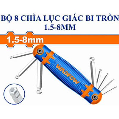 [CHÍNH HÃNG] Bộ 8 chìa lục giác bi tròn 1.5-8mm WHK2281 WADFOW