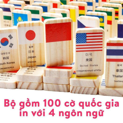 Đồ Chơi Gỗ, Bộ Domino Cờ 100 Quốc Gia Trên Thế Giới, Đồ Chơi Trẻ Em