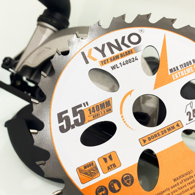 Lưỡi cưa gỗ siêu mỏng cho máy pin 24 răng đường kính Ø 140mm KYNKO WL140024