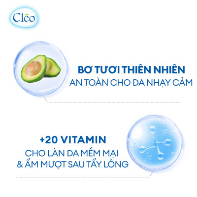 Kem Tẩy Lông Chiết Xuất Bơ Cleo Dành Cho Da Thường 50g, an toàn, không đau và đạt hiệu quả nhanh chóng