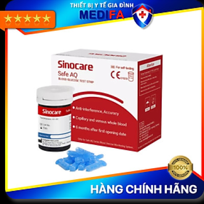 Combo hộp 50 que thử đường huyết và 50 kim lấy máu cho máy đo đường huyết Sinocare Safe AQ