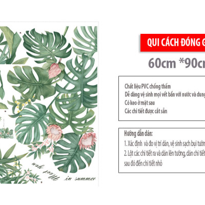 Sticker Giấy Dán Tường Decal Dán tường Mẫu Hoa Lá Cực Xinh ZH022