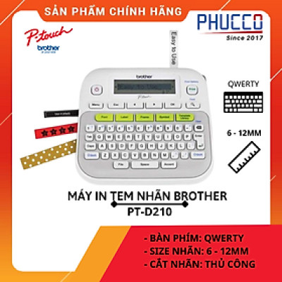Máy In Tem Nhãn Brother PT-D210 - Hàng Chính Hãng