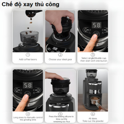 Máy xay hạt cà phê Espresso tự động tích hợp 31 chế độ xay thương hiệu Mỹ cao cấp HiBREW G3A - Hàng Nhập Khẩu