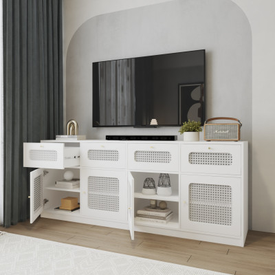 HAPPY FURNITURE , Kệ TV 4 ngăn kéo 4 cửa mở - MAY , KTV_097 , 200cm x 45cm x 80cm DxRxC
