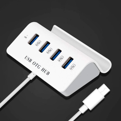 Hub USB Type-C ra 4 cổng USB kiêm giá đỡ cho Điện thoại - MẪU MỚI