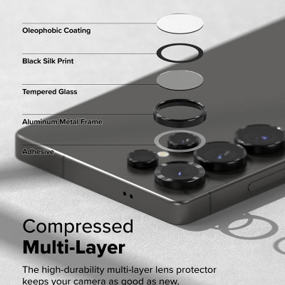 Dán camera Ringke Lens Frame Glass cho Samsung Galaxy S25 Ultra  chống trầy xước, kèm khung dán_ Hàng Chính Hãng
