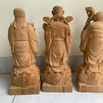 Bộ tượng phật tam đa phúc lộc thọ gỗ ngọc am thơm phức kt cao 40cm