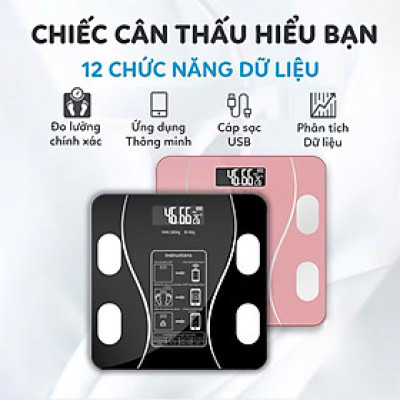 Cân Điện Tử Bluetooth Sạc USB, Cân Sức Khỏe Thông Minh Kết Nối App Đo Chỉ Số Cơ Thể Chính Xác - HÀNG CHÍNH HÃNG MINIIN