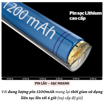 Quạt cầm tay turbo mini siêu mát Pin trâu 1200 mAh, nhỏ gọn linh hoạt hiệu WlWU WI-FS012 - 03 chế độ gió, dùng liên tục 6h, thiết kế đẹp, bền - hàng nhập khẩu