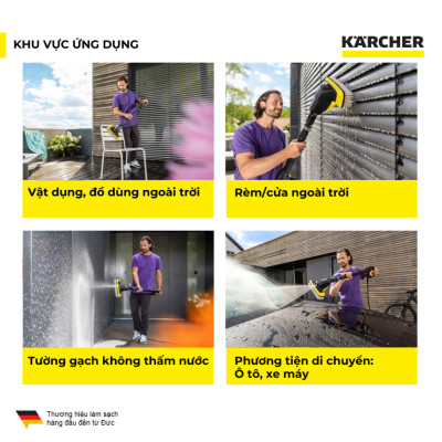 Bàn chải đa năng 3 trong 1 WB 7 Plus Karcher: kết hợp với máy phun rửa áp lực cao Karcher để làm sạch xe hơi, xe máy - Hàng Chính Hãng