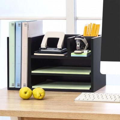 Kệ sách gỗ kệ sách mini trang trí bàn làm việc SMLIFE Atonio