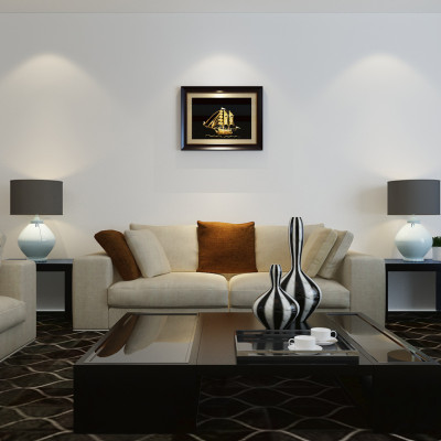 Tranh thuyền buồm phong thuỷ mạ vàng 24K