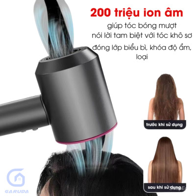 Máy sấy tóc công suất cao 1600W, máy sấy tóc ion âm, có chế độ sấy lạnh, kèm 5 đầu sấy tạo kiểu, BH 12 tháng - Hàng chính hãng