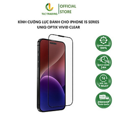 Kính Cường Lực Trong Suốt Có Viền UNIQ OPTIX Vivid Clear dành cho iPhone 15 / 15 Plus /15 Pro / 15 Pro Max - Hàng Chính Hãng