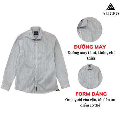 Áo sơ mi nam dài tay ALIGRO cổ bẻ dáng ôm body 100% chất cotton màu ghi ALGS170
