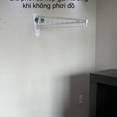 GIÁ PHƠI ĐỒ XẾP GẮN TƯỜNG - QUÀ TẶNG 20 MÓC ÁO