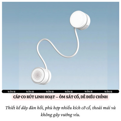 Quạt đeo cổ turbo siêu mát không cánh Pin 1600 mAh hiệu WIWU Twins Wi-FS014 -hạn chế tiếng ồn, siêu nhẹ, đeo êm, công thái học, tích điện sạc, mini cầm tay - hàng nhập khẩu