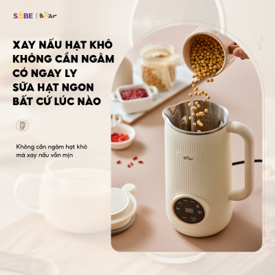 Máy Làm Sữa Hạt 0,6L BEAR Máy Xay Nhuyễn Mịn, Máy Xay Hạt Máy Xay Sinh Tố Mini Nấu Cháo Tự Động Vệ Sinh SB-SH06C - Hàng Chính Hãng