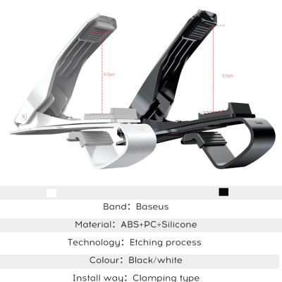 Giá đỡ điện thoại dạng kẹp hiệu Baseus Mouth Car Mount dùng trên xe hơi, ô tô cho iPhone, Samsung, Oppo, Xiaomi, Huawei, Nokia  (chế độ xoay 360 độ, cực kỳ chắn chắn, vật liệu cao cấp) - Hàng nhập khẩu