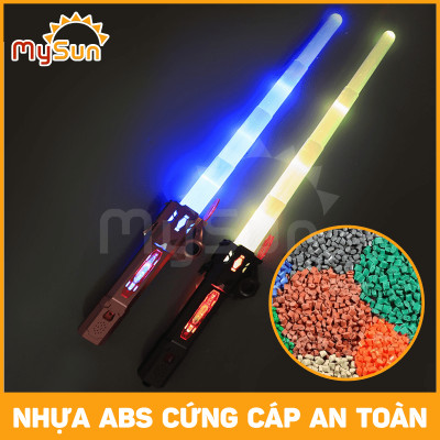 Kiếm Laser phát ánh sáng Lazer nhựa đồ chơi thu gọn cho trẻ em bé ghép 2 đầu tặng PIN MySun