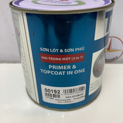 Sơn sắt mạ kẽm Toa 2 trong 1 màu xám đậm 192 _ 800G