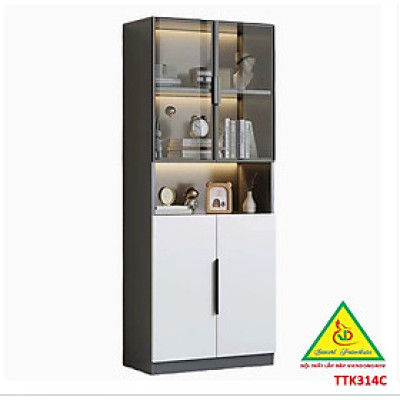 TỦ TRANG TRÍ PHÒNG KHÁCH BẰNG GỖ MDF CÁNH KÍNH TTK314 - NỘI THẤT LẮP RÁP VIENDONGADV