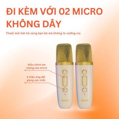 Bộ Loa Karaoke mini Bluetooth iCore ISM69 kèm 02 Micro - Hàng Chính Hãng