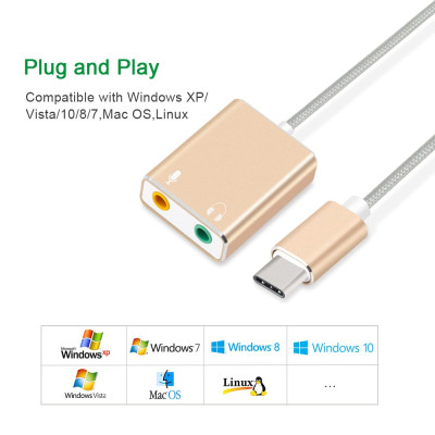 SOAIY Dây chia mic và loa từ cổng Type C âm thanh 3D - Hàng Nhập Khẩu