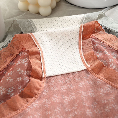 Combo 5 Quần Lót Nữ Voan Hoa Nhí Vintage – Lưng Cao, Big Size 2354