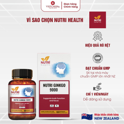 Viên Uống Bổ Não Nhập Khẩu Chính Hãng New Zealand Nutri Ginkgo 9000 (60 Viên)