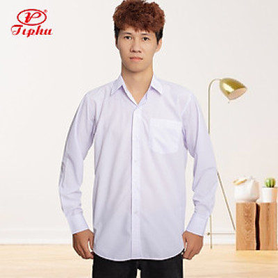 Áo sơ mi trắng tay dài, đồng phục học sinh nam, chất vải KT Silk mềm mại, size từ 20-95kg