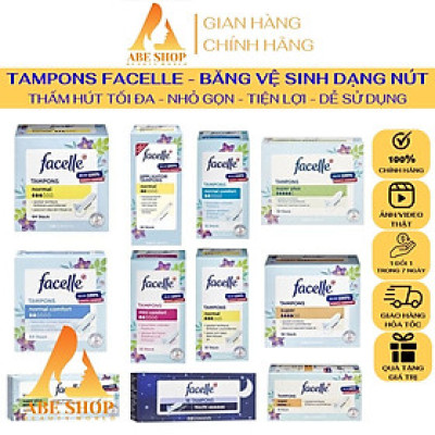 BĂNG VỆ SINH Tampon FACELLE - Siêu Thấm Hút - Nhỏ Gọn - Dạng Nút Chai - Hàng Nhập Khẩu Đức - Tampons