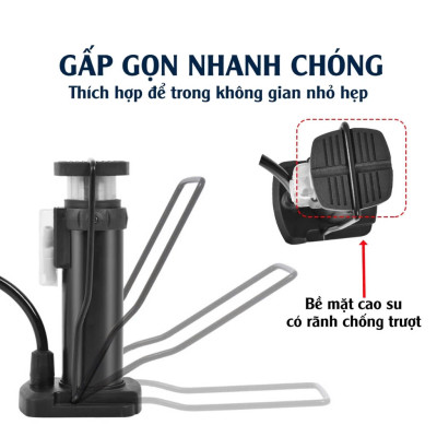 bơm đạp chân dùng bơm xe máy bơm xe đạp với các đầu van đa năng