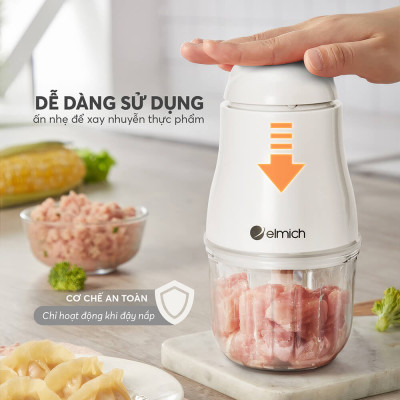 Máy xay thực phẩm Elmich CHE-8665 300ml 200W, Hàng chính hãng, 6 cánh dao, cối thủy tinh - JoyMall