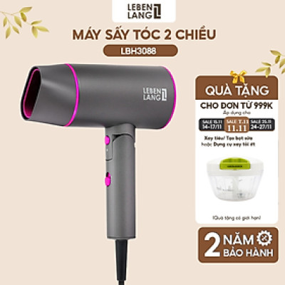 Lebenlang - Máy sấy tóc gấp gọn, 2 chiều nóng lạnh với công suất 2100W, chống xơ rối tóc, model LBH3088P - hàng chính hãng