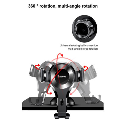 Giá đỡ điện thoại  xoay 360 độ Baseus Osculum Type Gravity Car Mount gắn taplo ô tô, xe hơi  SUYL-XP01, Tự động điều chỉnh kích thước màn hình sao cho vừa với điện thoại khi đặt lên giá đỡ, Hàng nhập khẩu